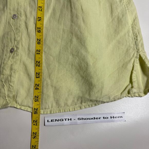 Talbots Womens Top 16W Celery Green Pure Irish Linen Button Up Classic Preppy - Picture 8 of 8